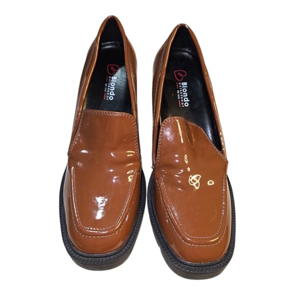 Blondo Brown Patent Leather Josie Waterproof Heeled Chunky Mule‎ Loafers Size 10 - Picture 2 of 9